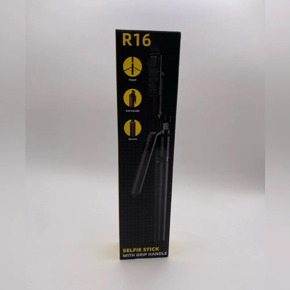 R16 Black Selfie Stick with Grip Handle
